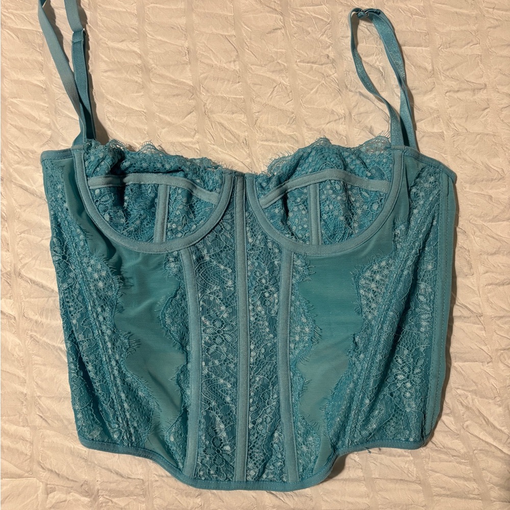Chic Teal Lace Bustier